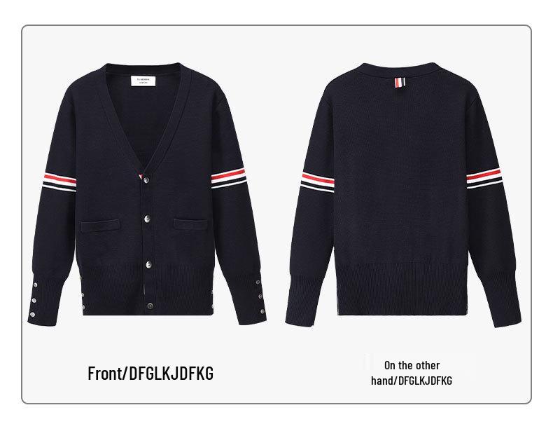 TB BROWIN V-neck Striped Wool Cardigan Sweater Casual Knitwear