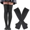 1 Set Dames Meisjes Over de Knie Lange Gestreepte Dijhoge Katoenen Sokken Armwarmers Handschoenen Zoet Schattig Grote Maat Overknee Sokken