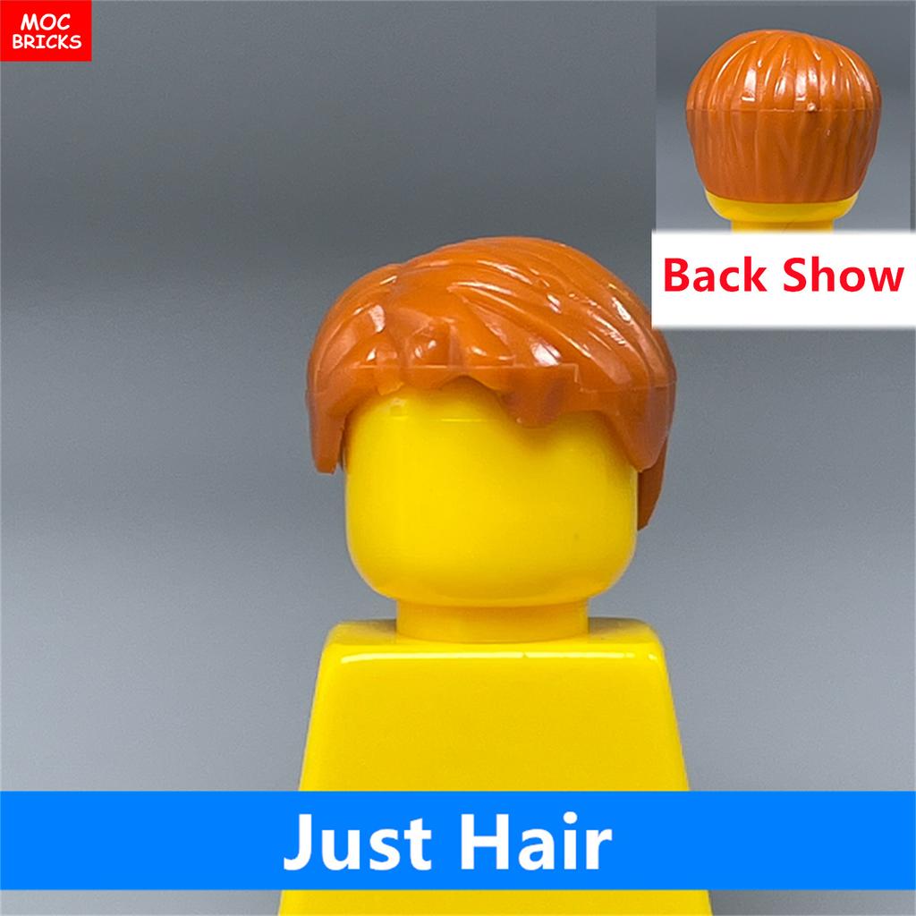 MOC Bricks 4cm Figure Body Wear Male Boy Fire Brown Hairs Assembled Building Blocks Educatinal Plastic Toys