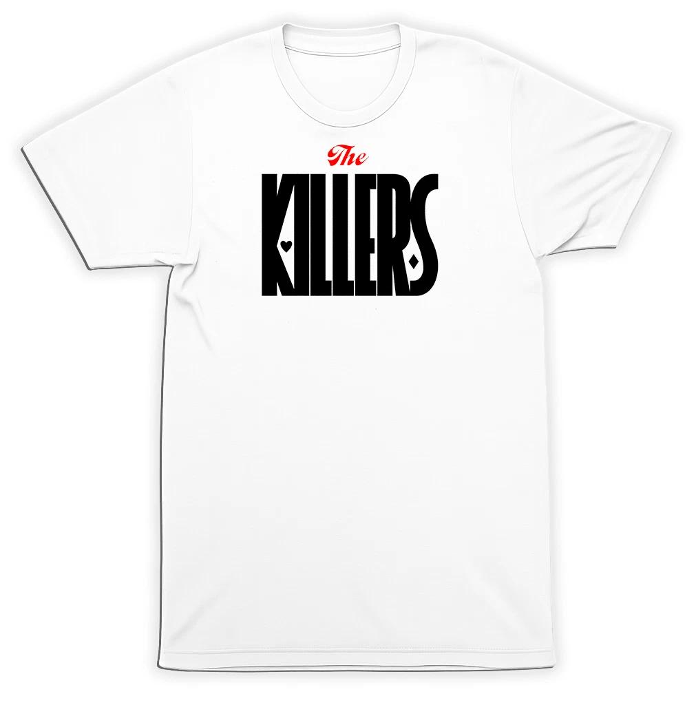 The Killers Text Logo T-Shirt Black Red Indie Diamonds Hearts Rock Band Tee M