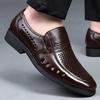 Men'S Sandals Leather Hollow Dress Leather Shoes Business Breathable Hole Shoes
