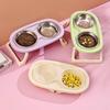 Anti-flip Pet High Footed Bowl Double Bowls Pet Water Feeder Container  Wet Dry Food