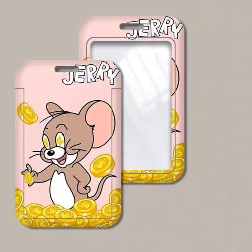Tom and Jerry Long Rope Canvas Pass Case, IC Card Case, Pass Card Holder, Meal Card Holder, Bus Card Holder, Campus Access Card Holder, Commuter Pass