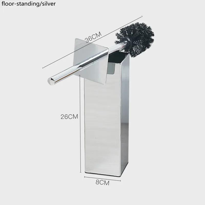 Bathroom Toilet Brush Holder Set Stainless Steel Black Square Cleaning Tools Vertical Toilet Brush Bathroom Cleaning Accessories