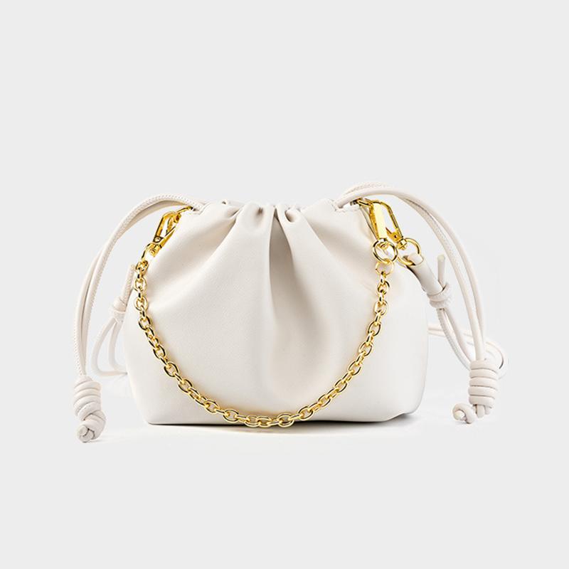 Designer Marke Damen Handtasche Leder Schulter Messenger Mädchen Täglich Mini Kette Tasche mit Kordelzug für Damen Neuer Trend Bucket Crossbody Pack