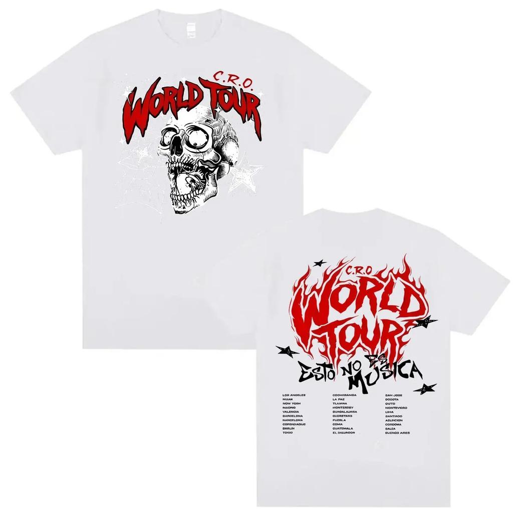 2026 Rapper C.R.O Album World Tour Print T Shirts Men Women Fashion Vintage T-shirts Oversized Cotton Short Sleeve T-shirt Streetwear