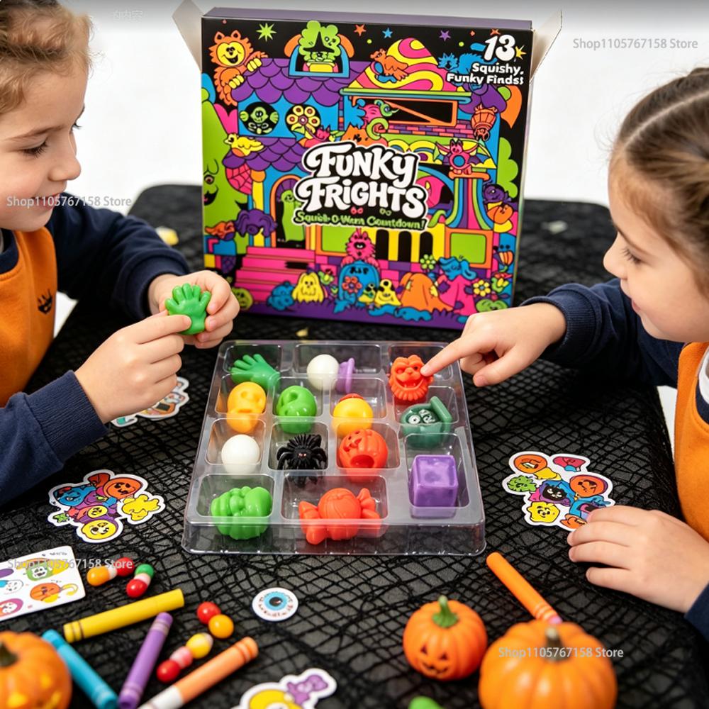 Halloween Advent Calendar 13 Days,Spooky Squishy Slow Rise Stress Relief Countdown Gift Box for Halloween Party Favors