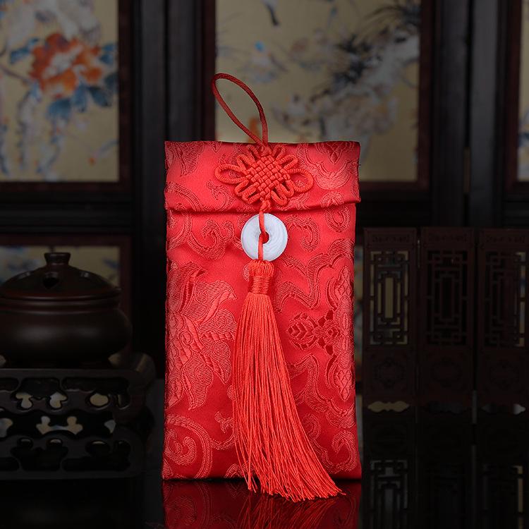 Year of the Horse Silk Brocade Red Envelopes with Hot Stamping Embroidery for Weddings and New Year