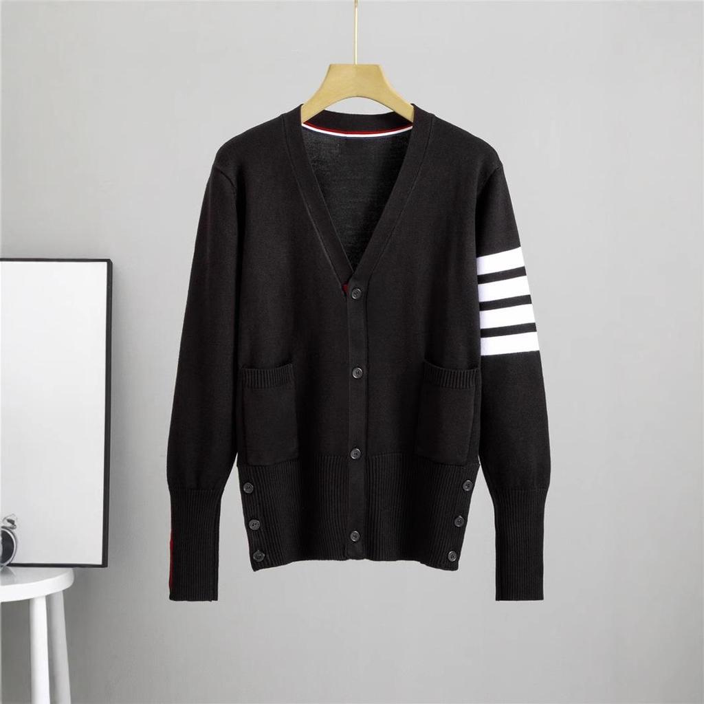 Women's Red Knit V-Neck Cardigan - Short Jacket, Trendy 2025 Style