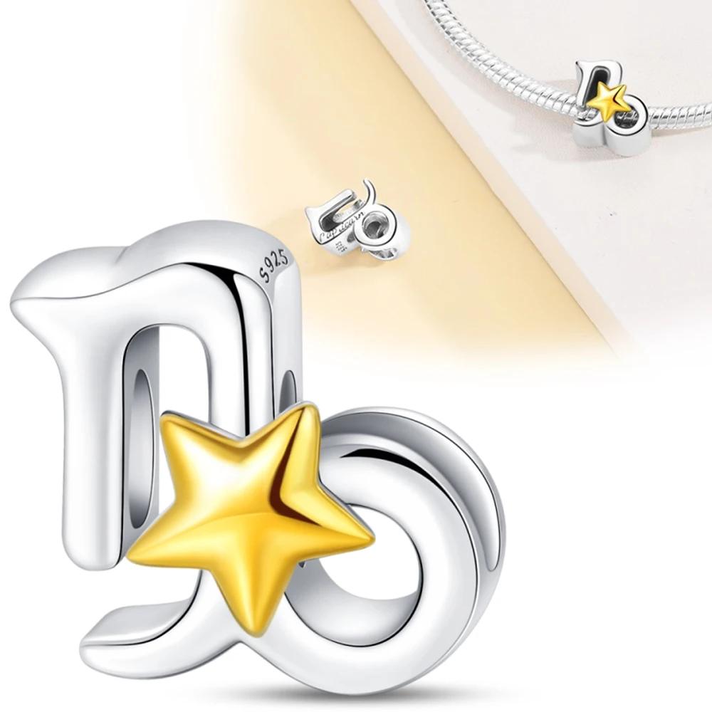 Coppertwelve Constellations Sparkling Aries Leo Pisces Beads Fit Pandora Charms Bracelet For Women Fine Jewelry