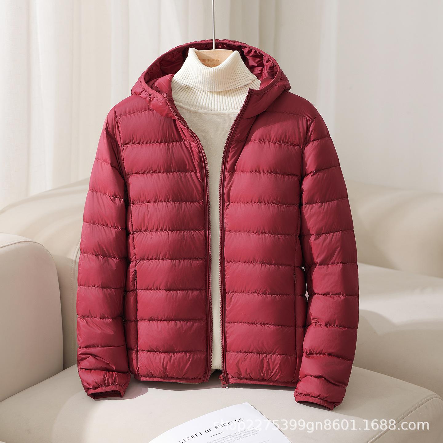 

Lightweight Down Jacket Women Short Hooded Puffer Coat Packable Outerwear Warm Insulated Windproof Casual Winter Wear XXXL