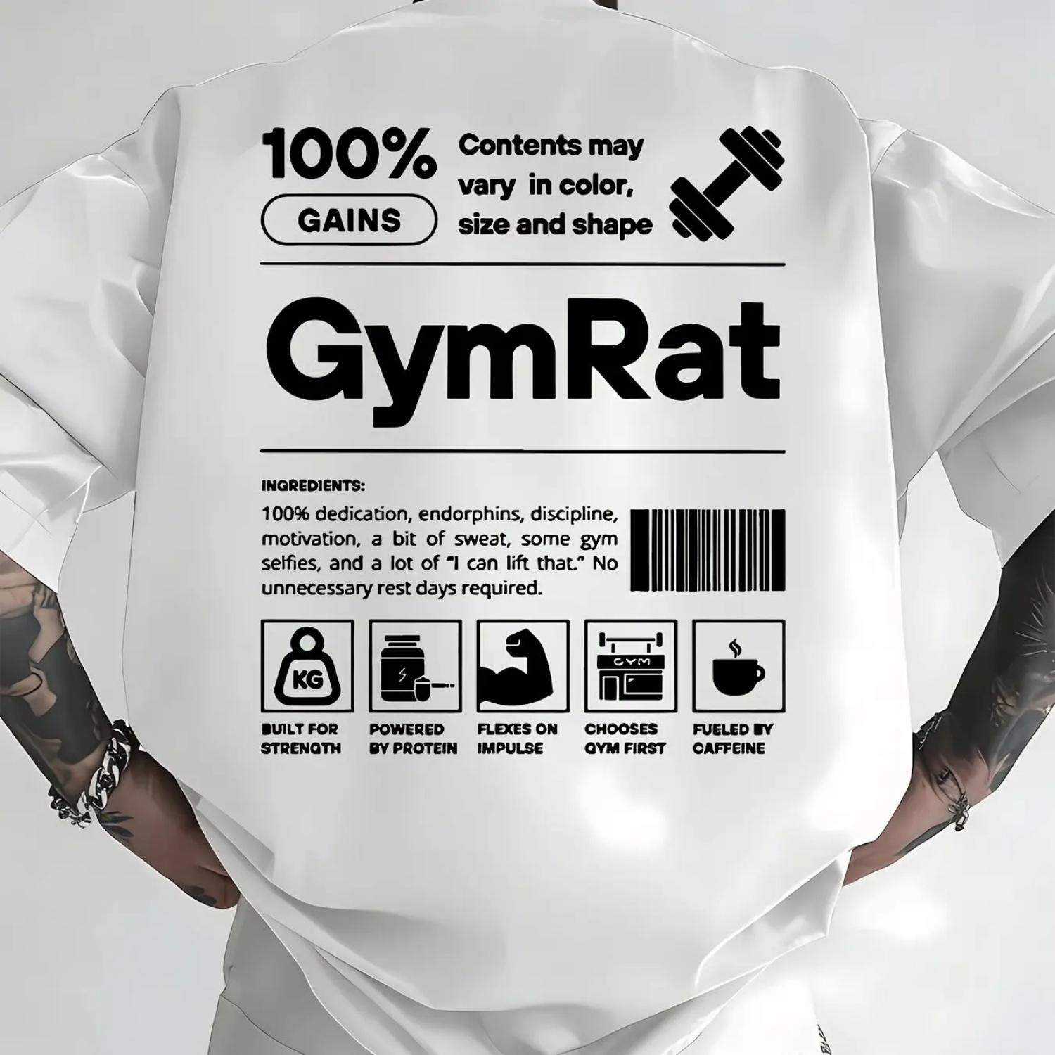 

Gains Gym Cotton TShirt Athletic Streetwear Mens Fitness Muscle White Graphic Tee XXXXXL чорний