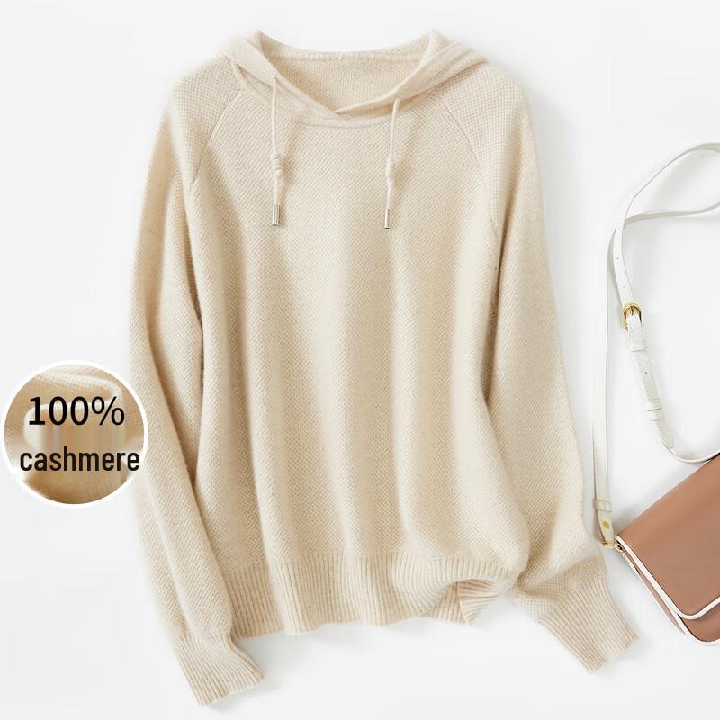 

Jinjv Women s 100% Cashmere Hooded Sweater