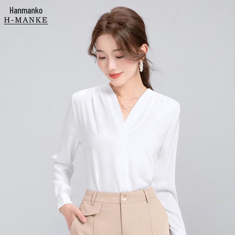 HANMANKE Women s Light Luxury V-Neck Chiffon Blouse M