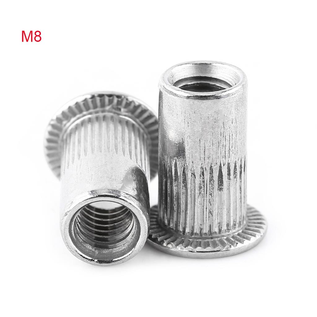 M3-M8 Flat Head Threaded Blind Rivet Nut Insert Nutsert Screw Stainless Steel(M3)