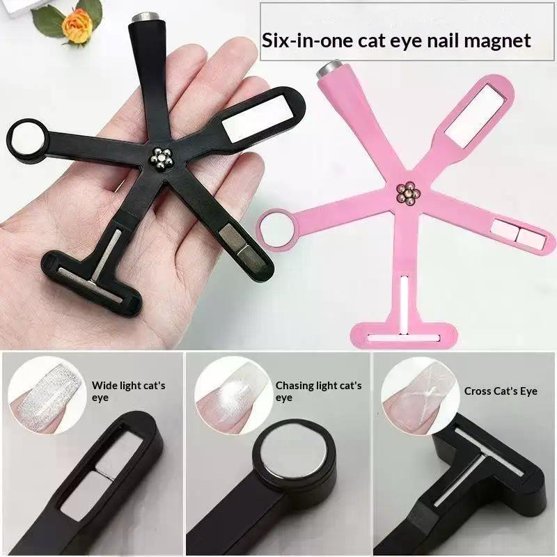 Multifunktionaler Seestern-Nagelmagnet 6-in-1 Nagelkunstwerkzeug Starke Magnetkraft Stift Anti-Fall Silikonabdeckung Katzenaugen-Maniküre