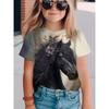 Fashionable Summer Children's Top Creative Colorful Cute Animal 3D Printed T-shirt Girls Comfortable Soft Breathable Short Sleeves T-shirt