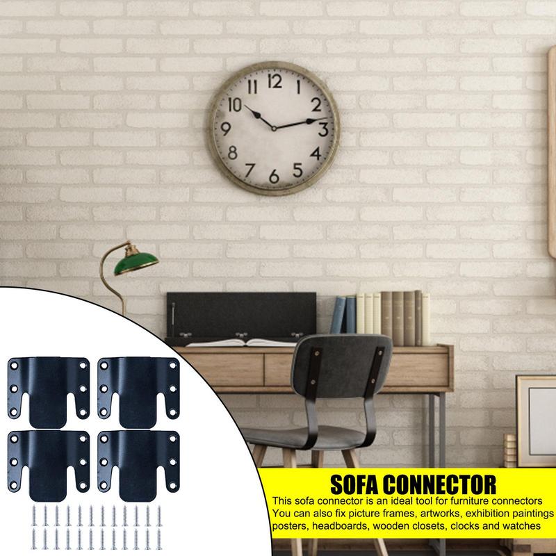 4pcs Stainless Steel Sectional Sofa Connector Interlock Bracket With 24 Screws For Furniture Photo Frame Mirror Home Supplies