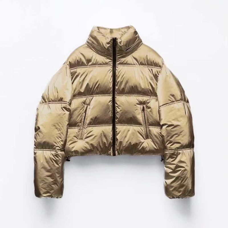 

Winter New Arrival Warm Quilted Jacket Tops Women s Metal Cotton-Padded Jacket Short Thickness Jacket Outwear 3046204 Champagne Gold L