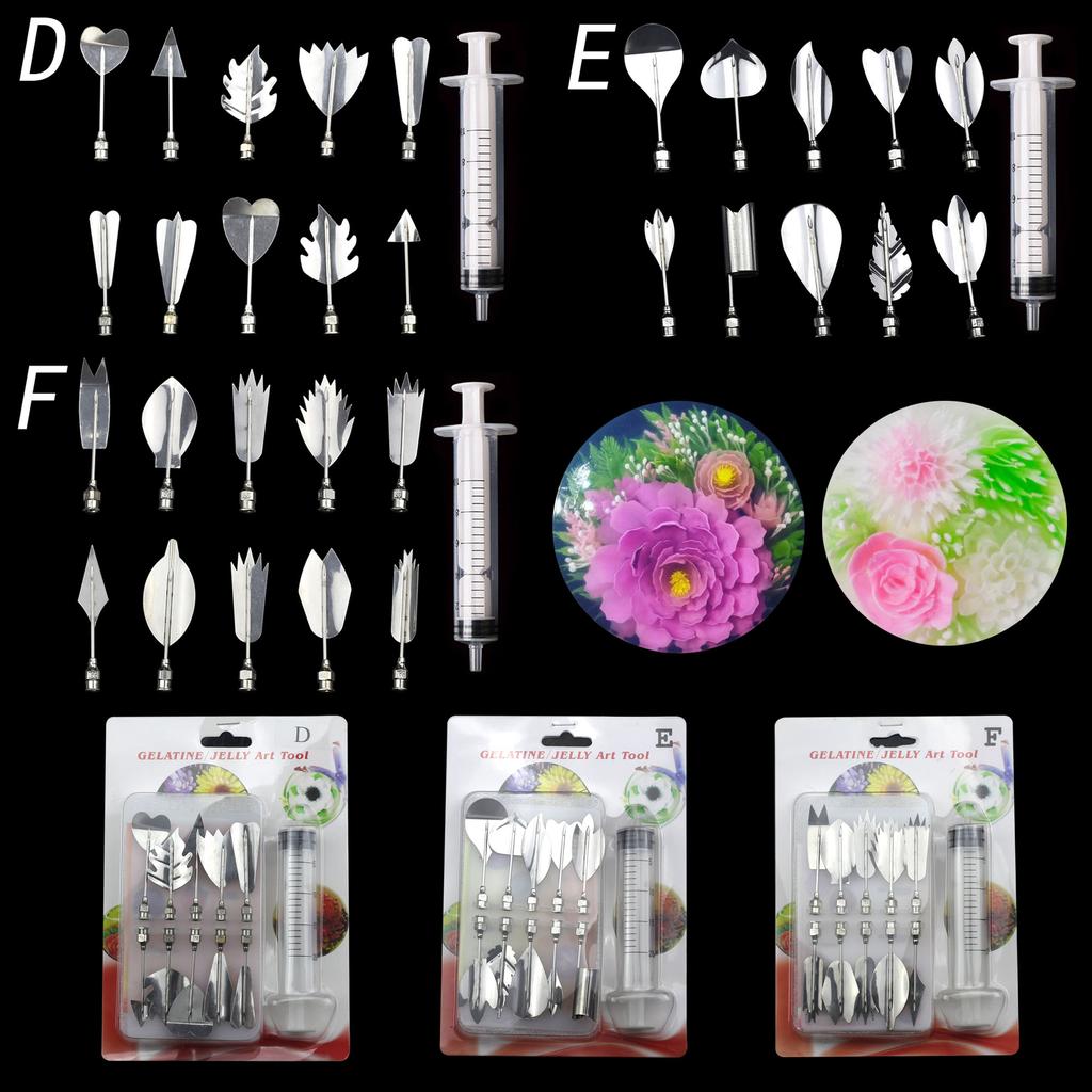 14 Stil 3D Gelatine Kuchenform Gelee Kunst Pudding Blumen Edelstahl Düse Spritze Nadel Set Kuchen Dekorationswerkzeuge