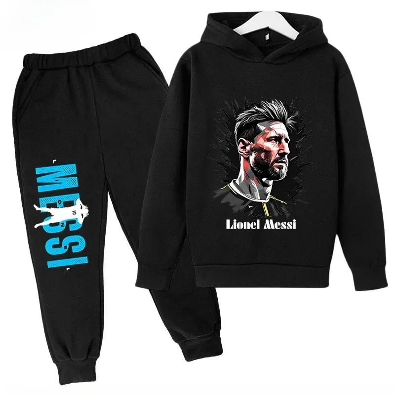 Messi Print Children's Set Sports Hoodie Pants Suit 2pcs Set Boys Girls Baby Kid Clothing Casual Fashion Autumn Winter Sportsuit