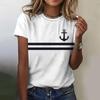 T-shirt da Donna con Stampa 3D di Ancora per Barca Estiva, Maglietta Casual da Donna a Maniche Corte, T-shirt alla Moda con Scollo a O, Top Harajuku, Abbigliamento Femminile