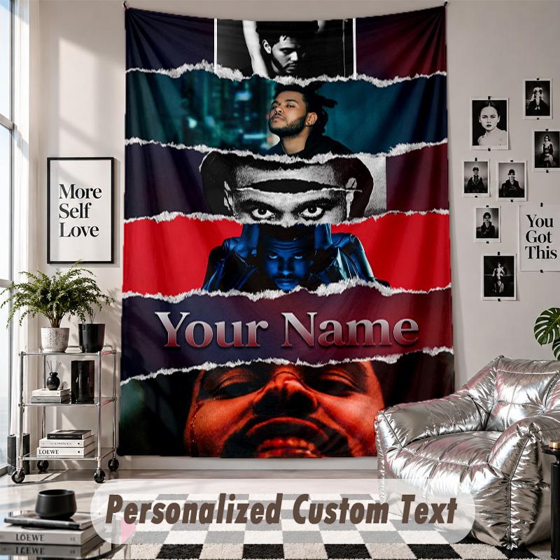Wall Hanging Tapestry With Custom Name & Text, The Weeknd Decorative Tapestry For Bedroom