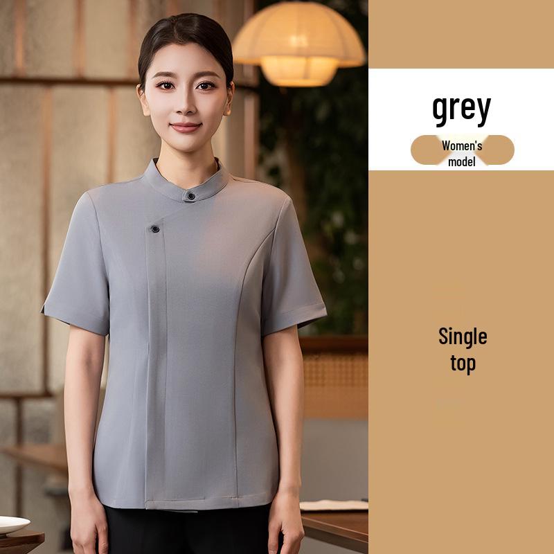 Chinesischer Tee & Hot Pot Uniform - Kurzarm Nationaler Stil für Restaurant- & Café-Personal