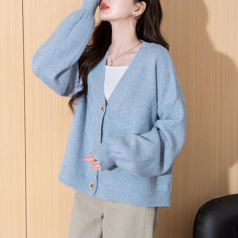 TonLion Women's Simple Versatile V-Neck Cardigan