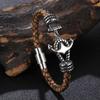 New Stainless Steel Anchor Bracelet Men's Jewelry Punk Black Woven Genuine Leather Bracelet Charm Vintage Gifts