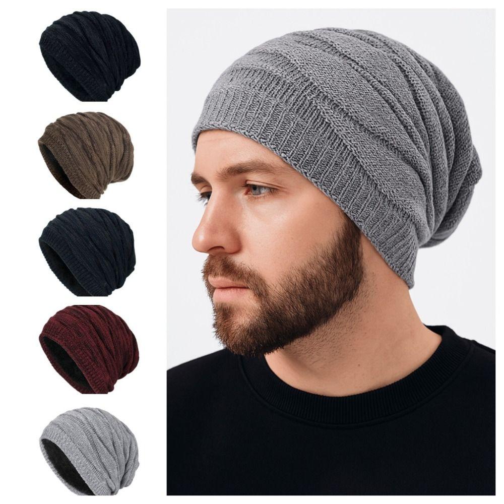 Woolen Woolen Hat Velvet Beanies Cap Simple Knitted Pullover Hat  Girls