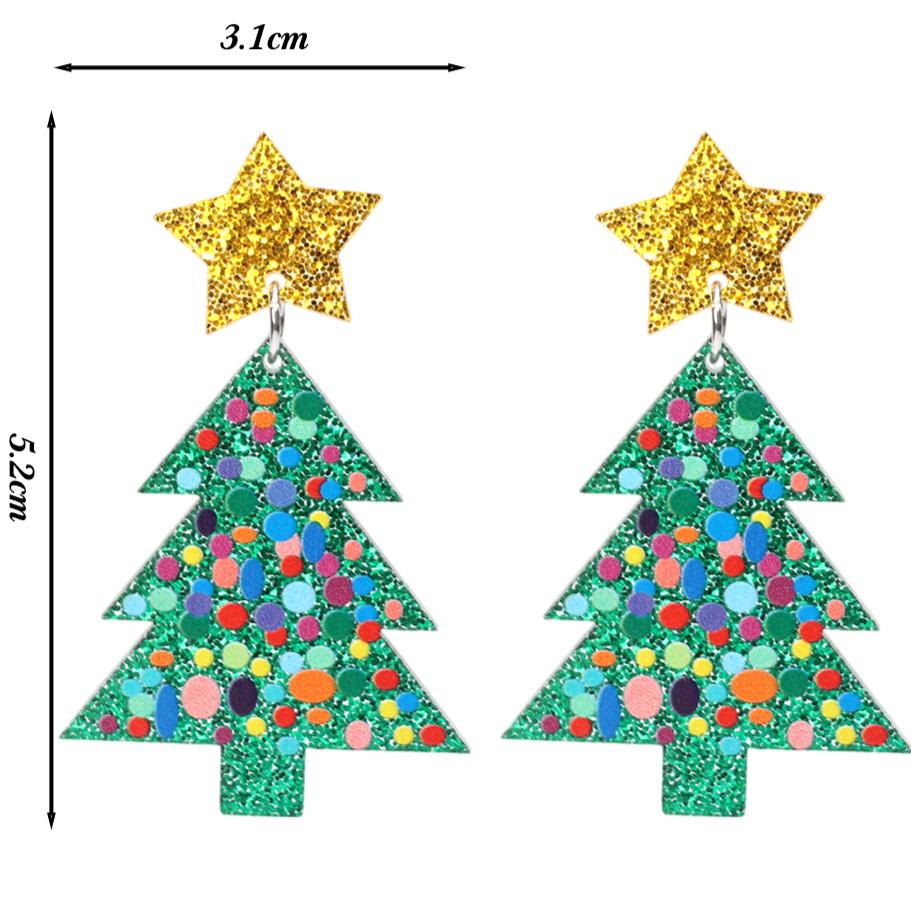Christmas Tree Diamond Earring Women Sparkling Zircon Alloy Eardrop Girls Festival Party Lightweight Flash Sweet Dangle Earrings