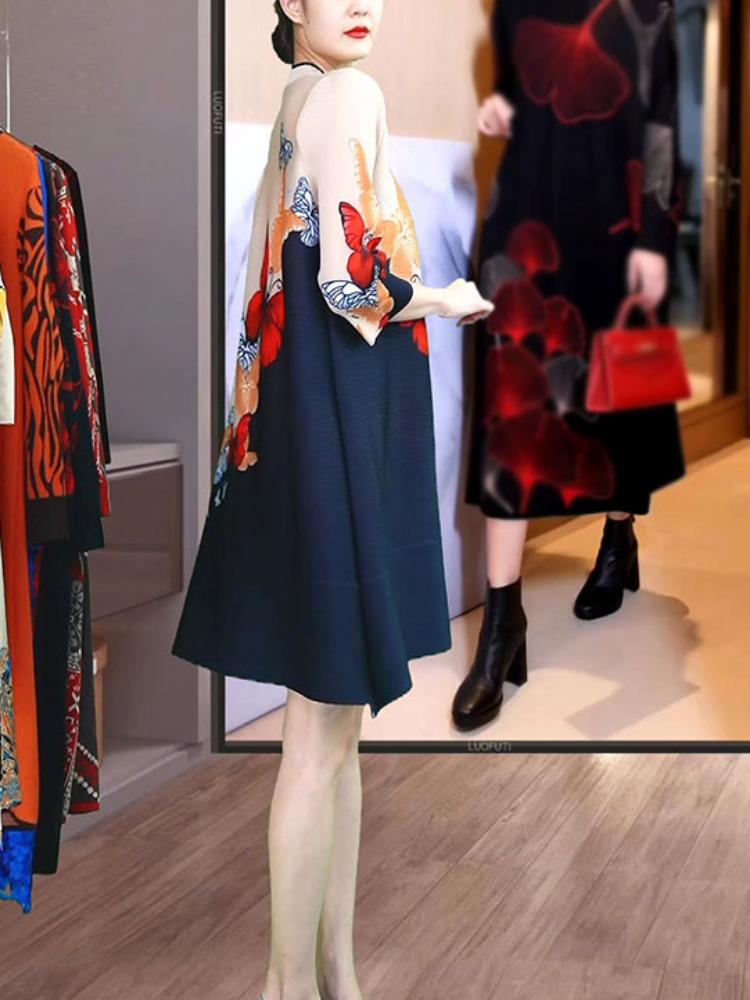 Весеннее модное новое модное плиссированное темпераментное платье с принтом — фото 4