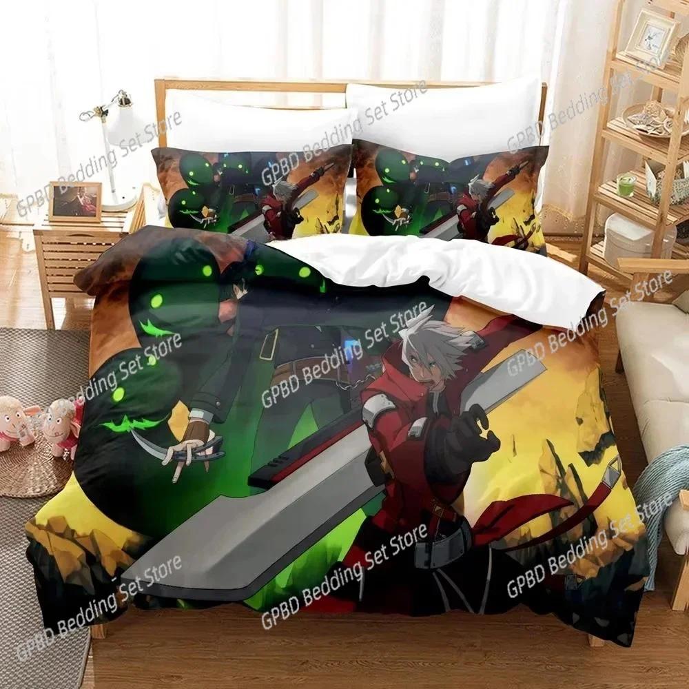 New Personality 3D Printed Anime Blazblue Bedding Set Cartoons Three-piece Set Adult Kid Bedroom Duvet Cover Sets Home Textiles