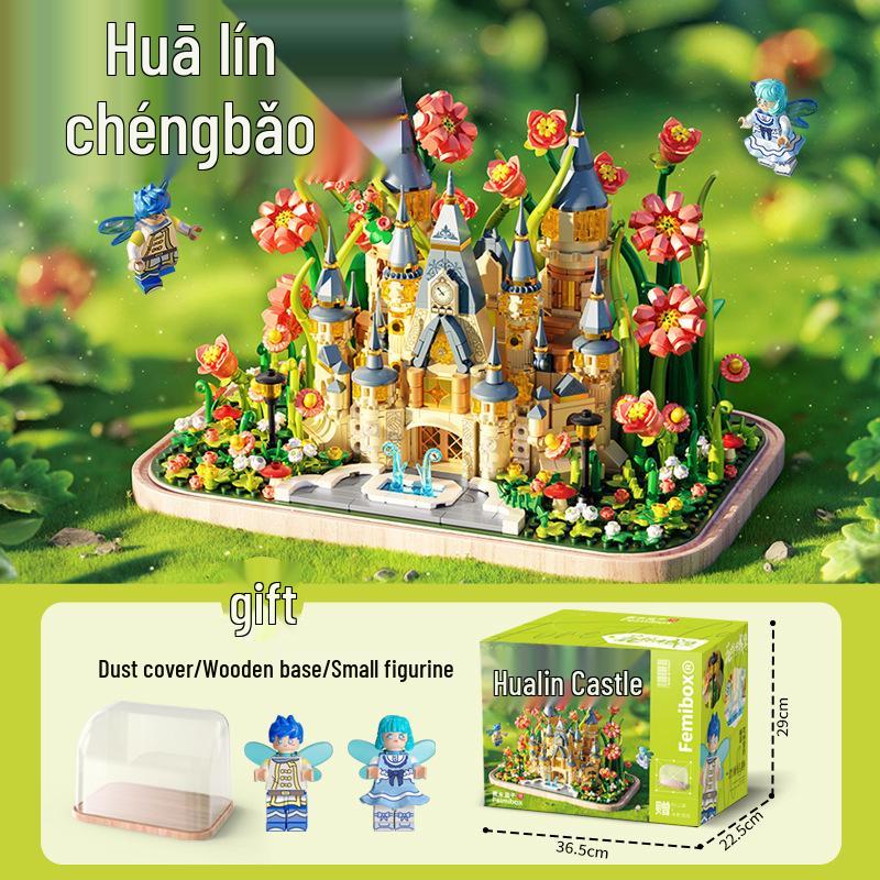 Fermi S2238 Huaylin Castle Preserved Flower Model - Handmade Building Blocks for Kids - Valentine's Day Gift