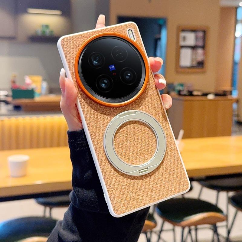 Applicable To Vivox111 Mobile Phone Case Magnetic Suction Bracket Integrated Rotation X111s Cloth Pattern x111Pro/x111ultra