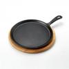Lava Cast Iron Round Crepe Pan. Long-Stem, With Wooden Platter Dia. Ø 26cm.