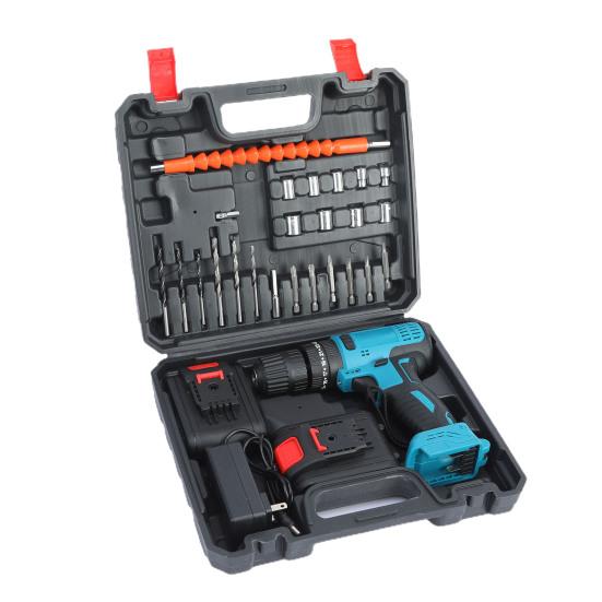 21V Electric Drill Cordless Powerful Multifunction Variable Speed Impact Driver with 27Pcs Accessories