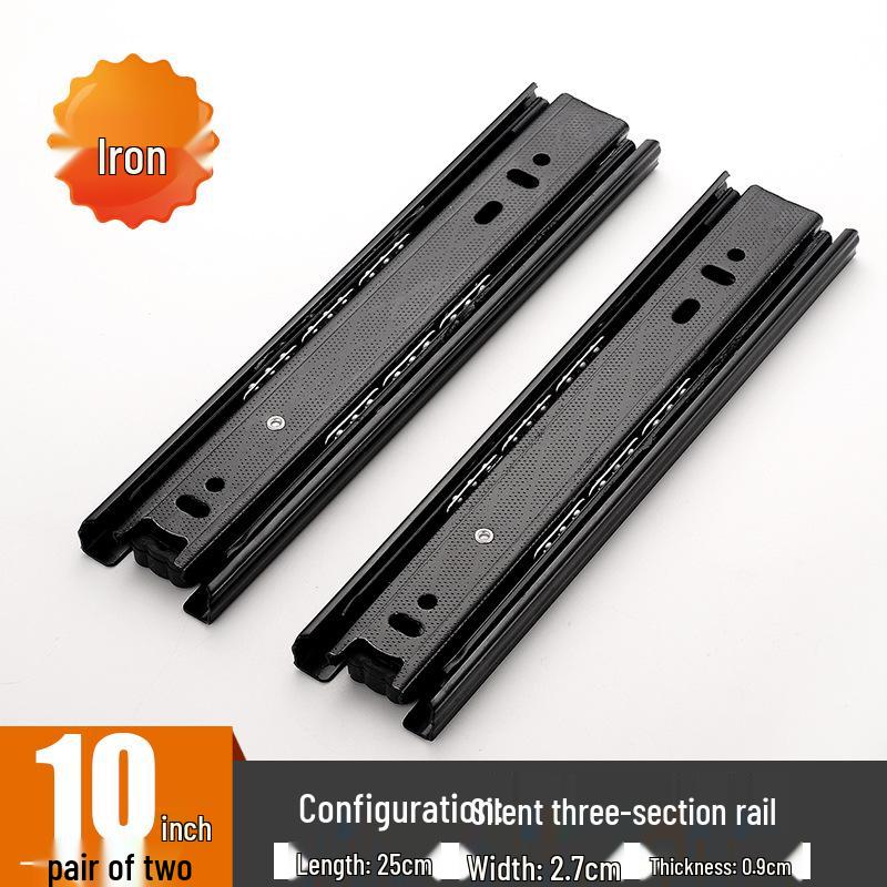 Трехсекционные бесшумные направляющие для ящиков с демпфированием для компьютерного стола, клавиатур, направляющие из холоднокатаной стали.