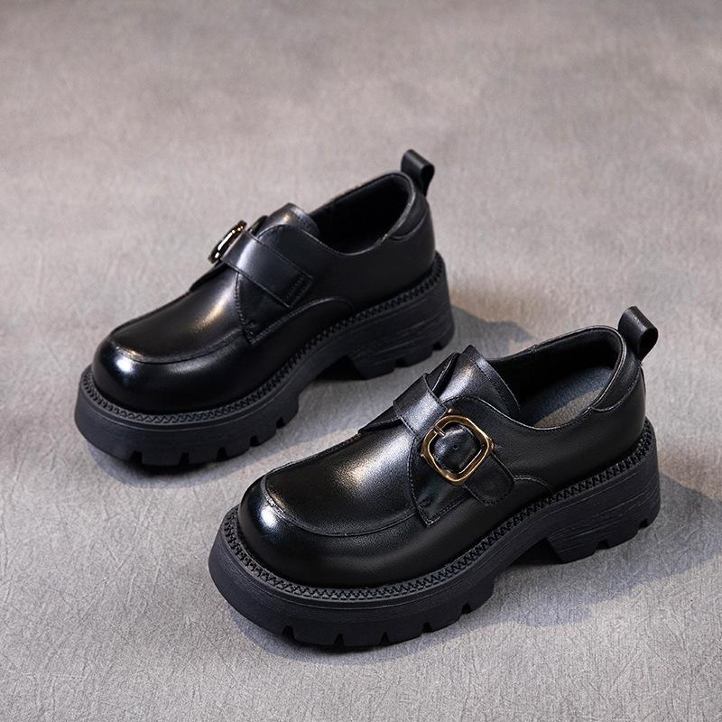 

[Тяжелая промышленность] Лоферы из коровьей кожи первого слоя для женской осени 2025 года, новая кожаная обувь в маленьком кожаном стиле, в ретро этническом стиле 35