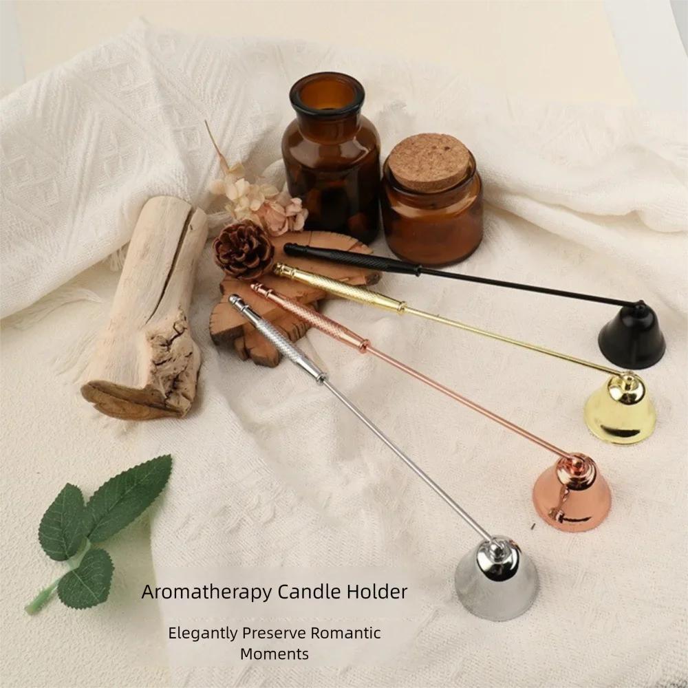 Stainless Steel Candle Extinguisher Bell Shape Cover Anti-Slip Candle Stopper Wick Snuffer with Long Handle