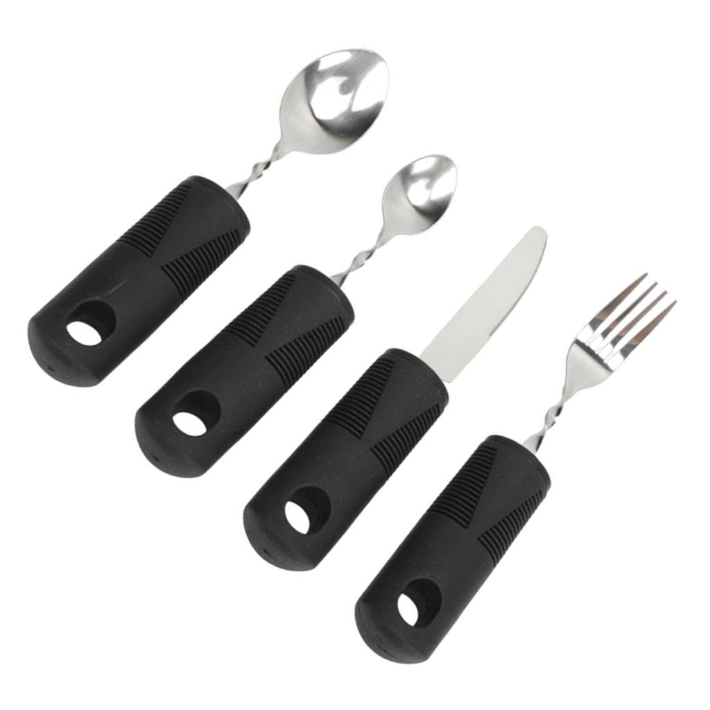 4-teiliges adaptives Besteckset für ältere Menschen Selbstständig essen Ergonomische Griffe Biegbares adaptives Besteckset