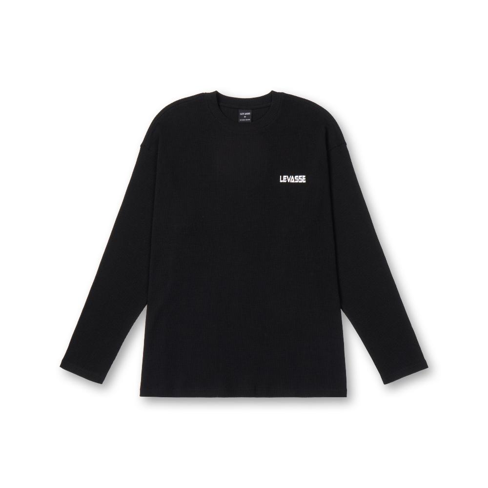 Leubase Waffle Oversized Long Sleeve_Black
