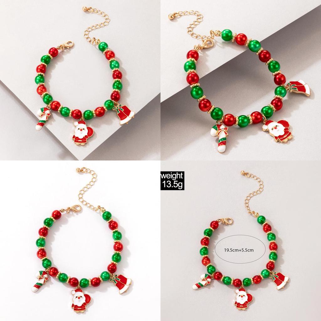 Santa Claus Bracelet With Geometric Alloy Design For Festive Season