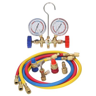 Set di manometri per collettore di refrigerante Set di refrigerazione per aria condizionata Set di strumenti per aria condizionata Tubo e gancio per R12 R22 R404A R134A