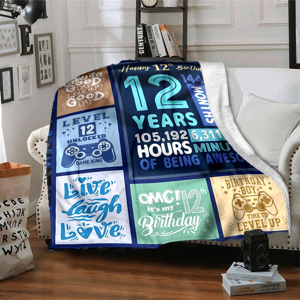 12Th Birthday Celebration Gift Blanket Warmthful Decor Throw Sofa Couch Office Occasions Versatile Accessory Birthday Christmas Gift Blanket Y6