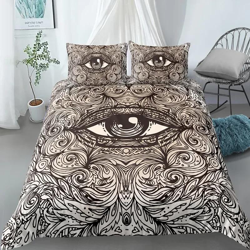 Mandala Eyes King Queen Duvet Cover Boho Psychedelic Style Bedding Set Teens Adults Hamsa Hand Devil's Eye Polyester Quilt Cover