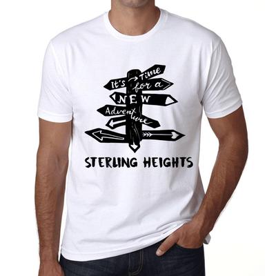 T-shirt vintage pour hommes T-shirt graphique Time for New Advantures Sterling Heights Blanc