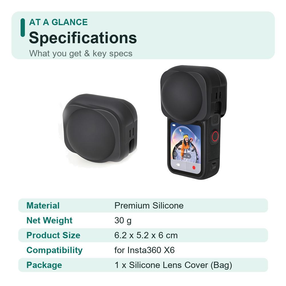 for Insta360 X6 Silicone Lens Cap Protective Cover Soft Flexible Anti-Scratch Shockproof Dustproof Action Camera Accessory