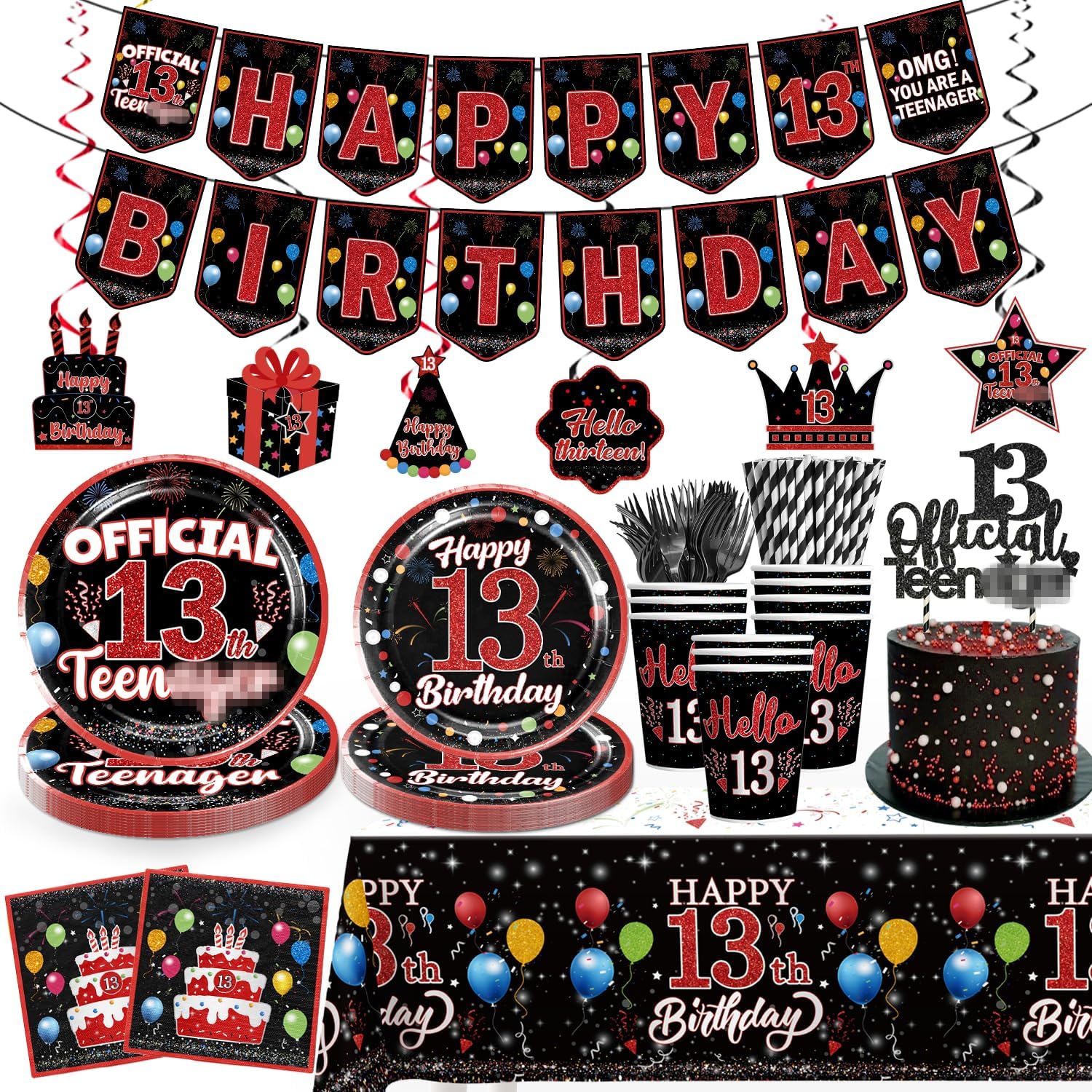 160pcs 13 Birthday Boy Decorations Plate, 13 Year Old Boy Birthday Decorations 13th Birthday Plates and Napkins Teenage Boy Birthday Decorations